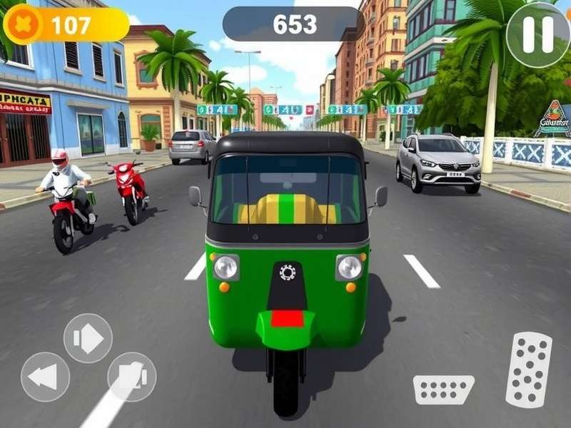 Chaiwala Tuk Tuk Challenge gameplay screenshot showing a tuk tuk racing through Indian streets